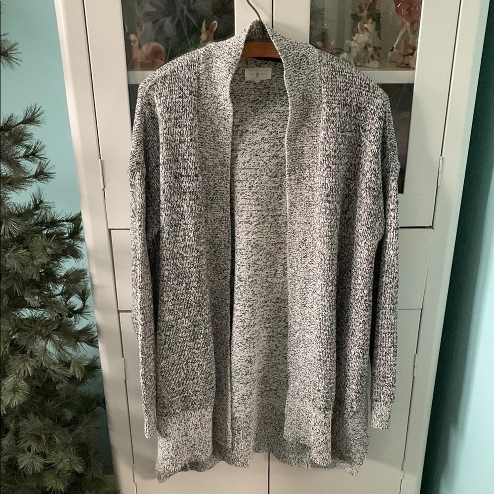 Lou & Grey sz M/L Cozy Gray Open-Front Sweater cardigan euc